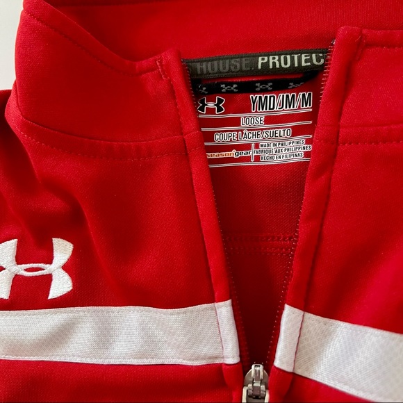 Under Armor Youth Medium Zip-up Track Jacket Shirt Red - Picture 2 of 2